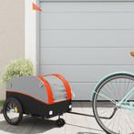 vidaXL Fietstrailer 30 kg ijzer zwart en oranje, Fietsen en Brommers, Fietsaccessoires | Aanhangers en Karren, Verzenden, Nieuw