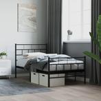 vidaXL Bedframe met hoofd- en voeteneinde metaal zwart, 90 cm, Eenpersoons, Verzenden, Zwart