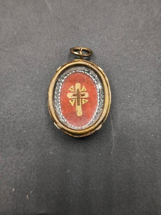 Reliekhouder - Messing, Glas - 1850-1900 - Sint-Kruis van, Antiek en Kunst, Kunst | Niet-Westerse kunst