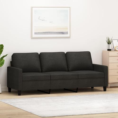 Zwarte Stoffen Bank 3-zits - - Tweedekansje - Outlet, Huis en Inrichting, Banken | Bankstellen, 150 tot 200 cm, 75 tot 100 cm