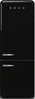 Smeg FAB38RBL6 retro jaren 50 koelkast - zwart - rechtsdraai, 200 liter of meer, Verzenden, 60 cm of meer, Met aparte vriezer