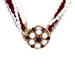 Vintage parel en kleursteen collier met dubbele entourage, Ophalen of Verzenden, Nieuw