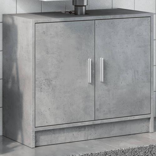 vidaXL Wastafelkast 63x29x55 cm bewerkt hout betongrijs, Huis en Inrichting, Badkamer | Badkamermeubels, Nieuw, Minder dan 100 cm