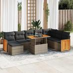 vidaXL 7-delige Loungeset met kussens poly rattan acacia, Tuin en Terras, Tuinsets en Loungesets, Verzenden, Nieuw, Loungeset