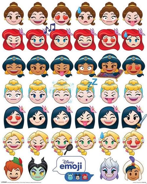 Poster Disney Emoji Princess Emotions 40x50cm, Verzamelen, Posters, Nieuw, A1 t/m A3, Verzenden