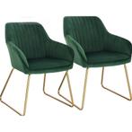 2x eetkamerstoel / kuipstoel - groen met goud - metaal met, Huis en Inrichting, Stoelen, Verzenden, Nieuw