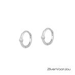 925 zilveren oorringen 12 mm met heldere zirkonia rhodium kl, Sieraden, Tassen en Uiterlijk, Oorbellen, Verzenden, Nieuw, Zilver