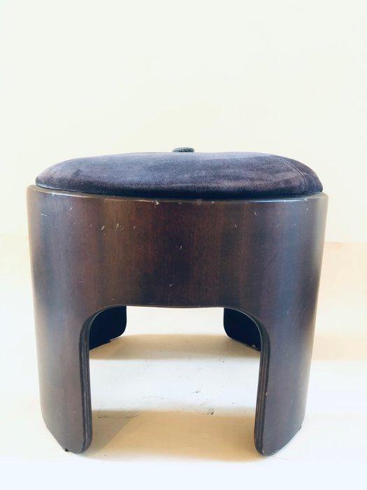 Kruk - Hout, Textiel - pouf vintage, Antiek en Kunst, Kunst | Designobjecten