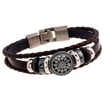 Fako Bijoux® - Armband - Leder Exclusive - Cirkel - 20cm -, Verzenden, Nieuw