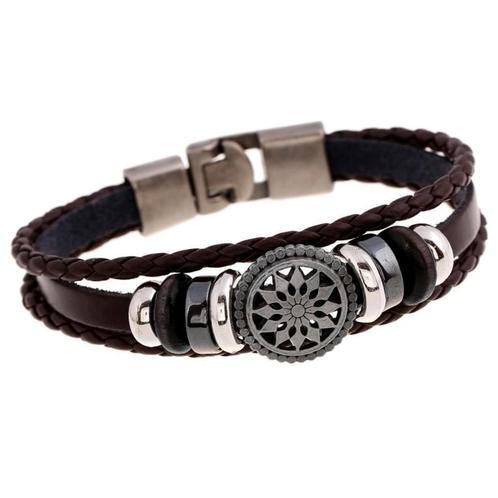 Fako Bijoux® - Armband - Leder Exclusive - Cirkel - 20cm -, Sieraden, Tassen en Uiterlijk, Armbanden, Verzenden