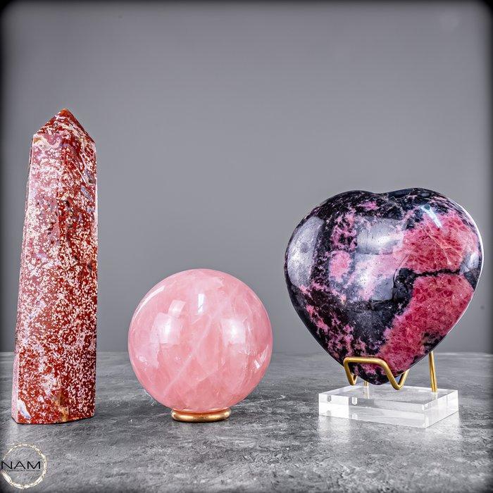 Harmonie in rood en roze – Exquise set van agaat-jaspis, Verzamelen, Mineralen en Fossielen