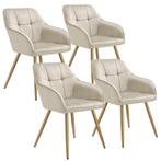 Eetkamerstoel Marilyn, fluweellook, gecapitonneerd - creme/g, Huis en Inrichting, Stoelen, Verzenden, Nieuw