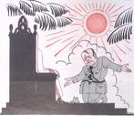 Man wil weg uit de tropen op spotprent (lijst optie), Antiek en Kunst, Kunst | Litho's en Zeefdrukken, Verzenden