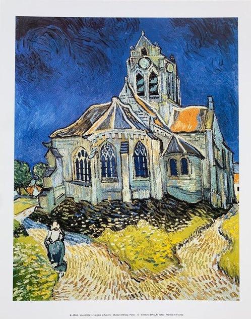 Vincent van Gogh - Chirch of Auvers, 1890 - Artprint - 30 x, Antiek en Kunst, Kunst | Tekeningen en Foto's