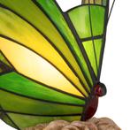 Tiffany vlinderlamp – Donkergroen &amp; Lichtgroen Glas – H 24, Verzenden, Nieuw