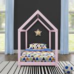 Kinderbed Netstal houten bed huisbed 90x200 cm roze, Nieuw, Verzenden