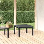 vidaXL Voetenbankje met kussen poly rattan zwart en grijs, Tuin en Terras, Tuinsets en Loungesets, Verzenden, Nieuw, Rotan