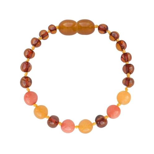 Barnsteen kinder armbandje - cognac - aventurijn - coral, Sieraden, Tassen en Uiterlijk, Armbanden
