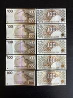 Nederland. - 10 x 100 Gulden 1977-1992 - Pick 97 (5) and 101, Postzegels en Munten, Munten | Nederland