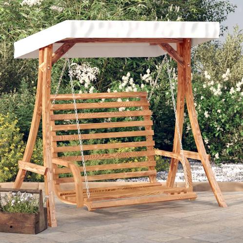 vidaXL Schommelbank met luifel vurenhout met teak afwerking, Tuin en Terras, Tuinbanken, Nieuw, Hout, Verzenden