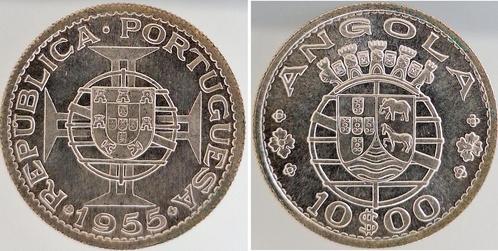 10 Escudos Portugal Angola 1955, stgl Rueckseite: Pp aehn..., Postzegels en Munten, Munten | Amerika, Verzenden