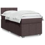 vidaXL Boxspring met matras stof donkerbruin 100x200 cm, Huis en Inrichting, 100 cm, Eenpersoons, Bruin, Verzenden