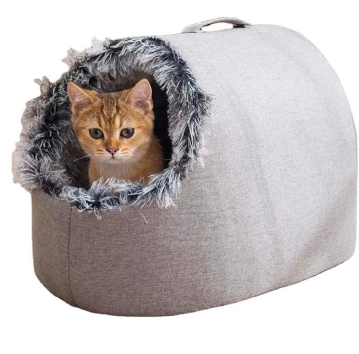 Luxe Fluffy Dierenmand  Grijs L 50x40x34cm tot 8KG, Dieren en Toebehoren, Hondenmanden, Nieuw, Polyester, Ophalen of Verzenden