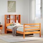 vidaXL Bed met boekenkast zonder matras massief hout, Verzenden, Nieuw, Bruin, Hout
