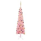 vidaXL Kerstboom met LEDs en kerstballen smal 240 cm roze