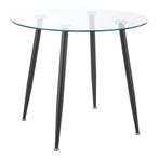 [en.casa] Glazen tafel Humppila rond 75x80 cm zwart en trans, Huis en Inrichting, Tafels | Eettafels, Nieuw, Verzenden