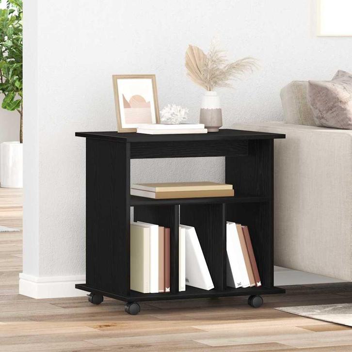 vidaXL Rolling Kast met wiel Zwart Eiken 60 x 45 x 55 cm, Huis en Inrichting, Kasten | Overige, Nieuw, Verzenden