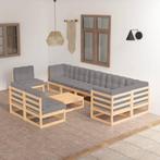 vidaXL 10-delige Loungeset met kussens massief grenenhout, Tuin en Terras, Verzenden, Nieuw, Loungeset