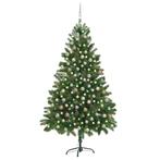 vidaXL Kunstkerstboom met verlichting en kerstballen 210 cm, Verzenden, Nieuw