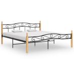 vidaXL Bedframe metaal en massief eikenhout zwart 200x200 cm, Huis en Inrichting, Slaapkamer | Bedden, Verzenden, Zwart, Overige maten
