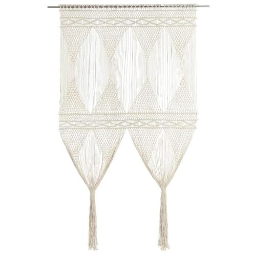 vidaXL Gordijn macramé 140x240 cm katoen, Huis en Inrichting, Stoffering | Gordijnen en Lamellen, Crème, Nieuw, Verzenden
