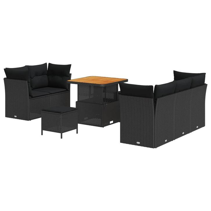 vidaXL Tuin Sofa Set 8 pcs Zwart Poly riet en gepoedercoat, Tuin en Terras, Tuinsets en Loungesets, Nieuw, Rotan, Verzenden