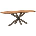 vidaXL Eettafel 220x100x74 cm ovaal massief eikenhout, Huis en Inrichting, Tafels | Eettafels, Verzenden, Nieuw