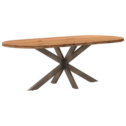 vidaXL Eettafel 220x100x74 cm ovaal massief eikenhout, Huis en Inrichting, Tafels | Eettafels, Nieuw, Verzenden