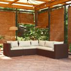vidaXL 5-delige Loungeset met kussens poly rattan bruin, Tuin en Terras, Tuinsets en Loungesets, Verzenden, Nieuw, Rotan, Loungeset