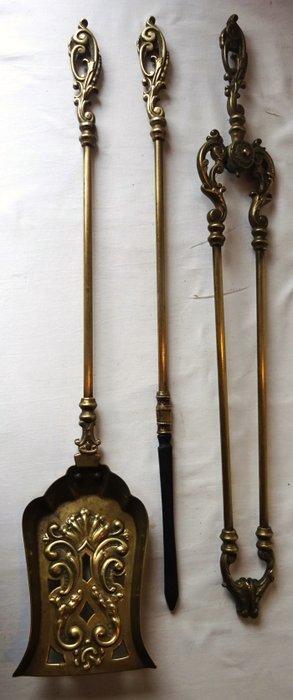 Openhaard accessoire (3) - Zeer Fraai Robuust 3 delig Antiek, Antiek en Kunst, Curiosa en Brocante