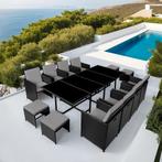 Wicker zitgroep Palma 8+4+1 met beschermhoes - zwart / grijs, Tuin en Terras, Verzenden, Nieuw