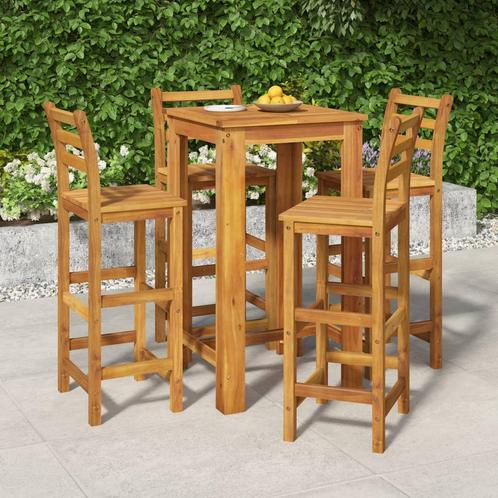 vidaXL 5-delige Tuinbarset massief acaciahout, Tuin en Terras, Tuinsets en Loungesets, Nieuw, 4 zitplaatsen, Hardhout, Verzenden