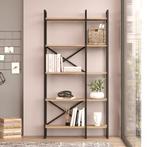 Boekenkast Vesanto schap 175x87,5x30 cm zwart en eikenkleuri, Huis en Inrichting, Kasten | Boekenkasten, Verzenden, Nieuw