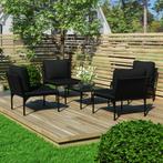 vidaXL 5-delige Loungeset met kussens PVC zwart, Tuin en Terras, Tuinsets en Loungesets, Verzenden, Nieuw, Kunststof, Loungeset