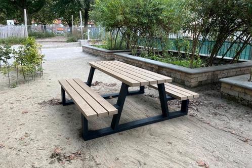 Rockwood® Picknicktafel Larix - Zwaar Kunststof - Sand Beige, Tuin en Terras, Picknicktafels, Nieuw, Hout, Rechthoekig, Ophalen of Verzenden
