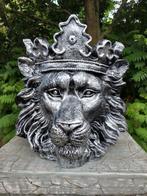 Beeld, lion head garden statue silver bronze color for