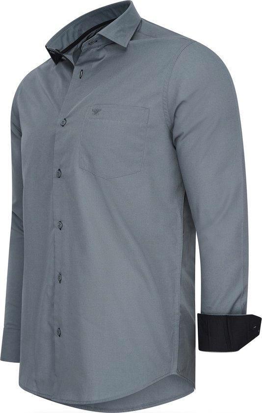 2dekans | Cappuccino Italia - Heren Overhemden Overhemd Uni, Kleding | Heren, Overhemden, Grijs, Zo goed als nieuw, Ophalen of Verzenden