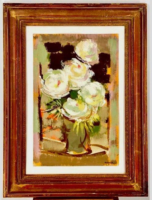 Lucien Fontanarosa (1912-1975) - Bouquet de fleurs sur un, Antiek en Kunst, Kunst | Schilderijen | Klassiek