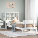 vidaXL Bed met boekenkast zonder matras grenenhout wit, 90 cm, Eenpersoons, Verzenden, Wit