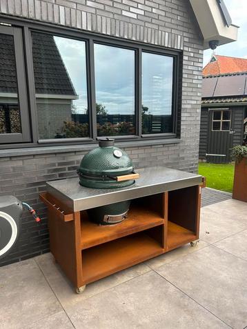 Luxe Buitenkeuken van Cortenstaal &amp; Rvs - Big green Egg